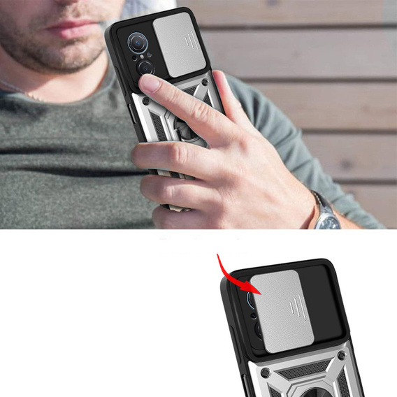 Husă blindată pentru Huawei Nova 9 SE, CamShield Slide, de argint