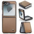 Husă pentru Samsung Galaxy Z Flip7 FE / Z Flip6, CASEME Litchi Leather, maro