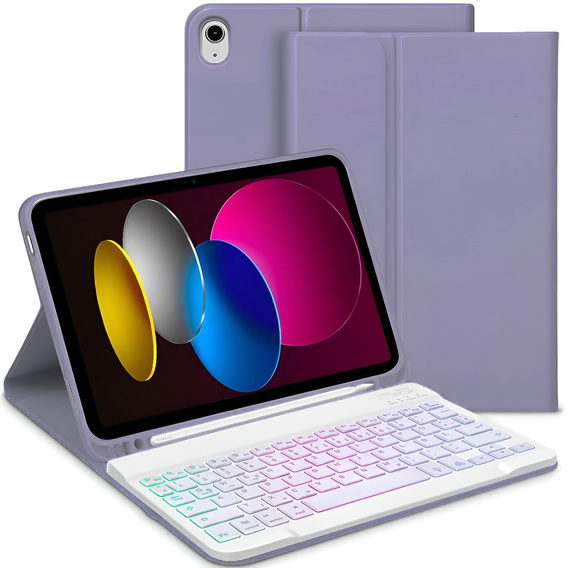 Husă cu tastatură bluetooth iluminată pentru iPad 10.9 2022 (10 gen.), violet