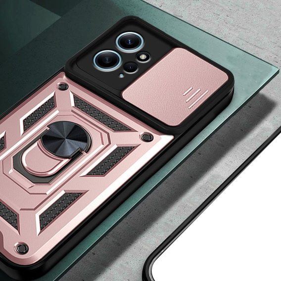 Husă blindată pentru Xiaomi Redmi Note 12 4G, CamShield Slide, roz rose gold