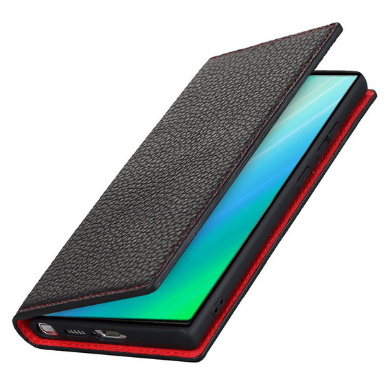 Husă din piele pentru Samsung Galaxy S23, ERBORD Grain Leather, negru