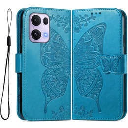 Cu clapetă pentru Oppo Reno 13 Pro, Butterfly, albastru
