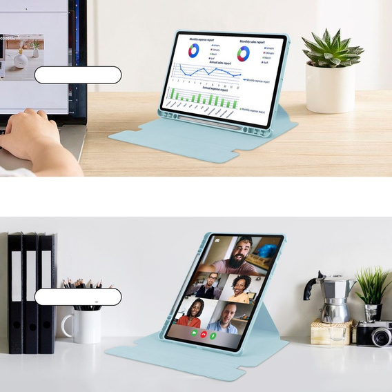 Husă pentru tastatură pentru Samsung Galaxy Tab S10 Lite / S10 FE / S9 FE, Rotary 360° Leather, caz albastru
