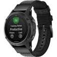 Pasek Canvas+Leather do Garmin Fenix 5/6/7 Pro Forerunner 935/945/955 - black