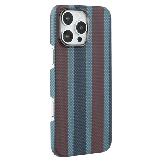 Carcasă pentru iPhone 16 Pro Max, Aramid Fiber Slim Case, pentru MagSafe, albastru / roșu