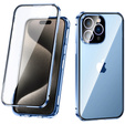 Husa pentru iPhone 15 Pro Max, Magnetic Dual Glass, albastru