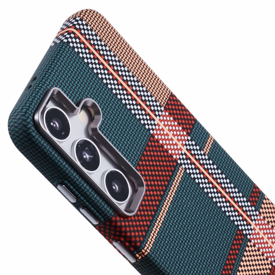 Carcasa pentru Samsung Galaxy S25+ Plus, Carbon Fiber MagSafe, roșu / verde