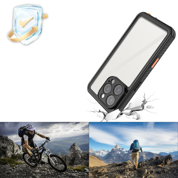 Husă impermeabilă IP68 pentru iPhone 16 Pro, negru