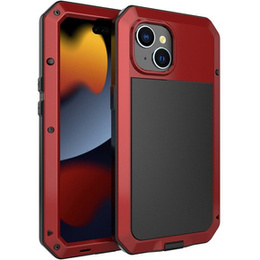 Carcasă pentru iPhone 15, blindată, cu sticlă integrată, roșu