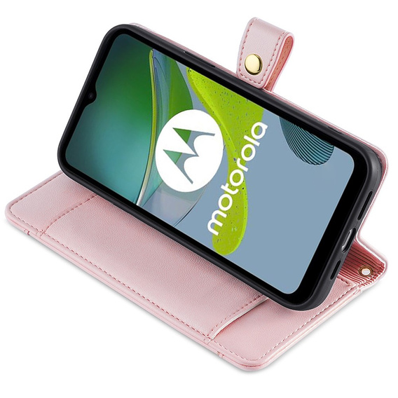 Cu clapetă pentru Motorola Moto G73 5G, Wallet Zipper Pocket, roz