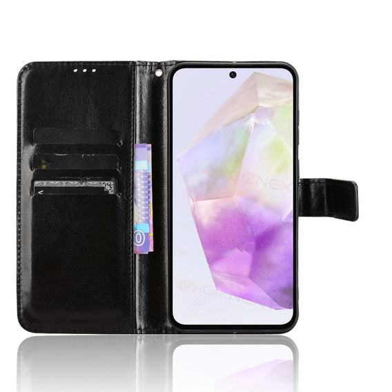 Cu clapetă pentru Samsung Galaxy A36, Crazy Horse Wallet, negru