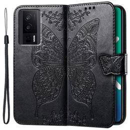 Cu clapetă pentru Xiaomi Poco F5 Pro, Butterfly, negru