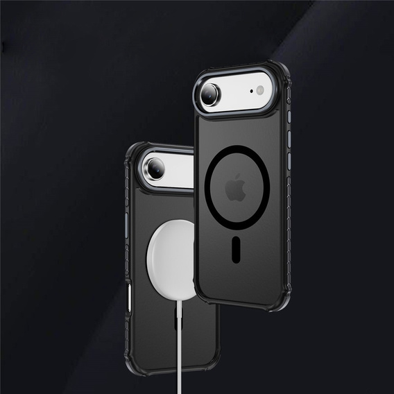 Carcasă Matt pentru iPhone Air, blindată, pentru MagSafe, fumurie cu margini negre
