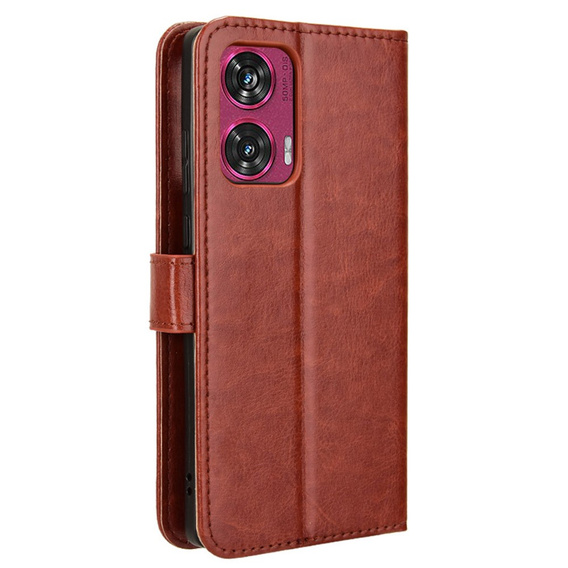 Cu clapetă pentru Motorola Edge 50 Fusion 5G, Crazy Horse Wallet, maro