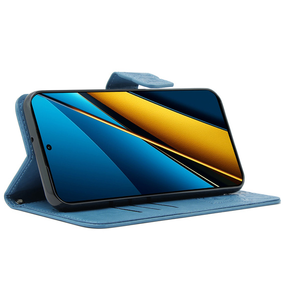 Cu clapetă pentru Xiaomi Poco X6 5G, Butterfly, albastru