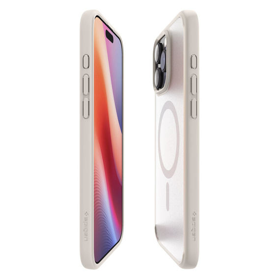 Carcasă MagSafe Spigen pentru iPhone 16 Pro Max, Ultra Hybrid, transparent / titan + 9H Tempered Glass