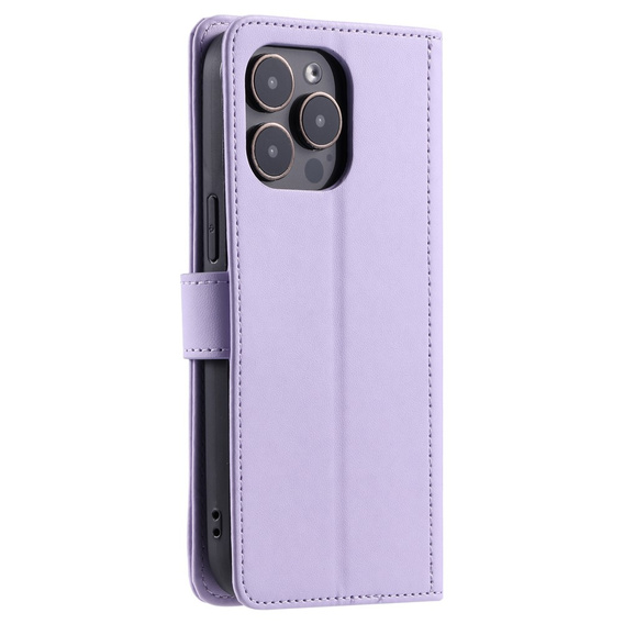 Husă cu clapetă pentru iPhone 16 Pro, Rhombus Crossbody Leather, violet