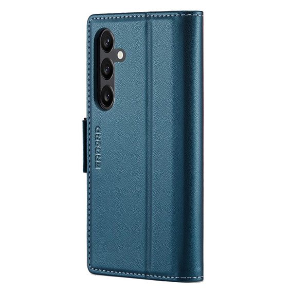 Husă pentru Samsung Galaxy A55, ERBORD Glossy Litchi, portofel cu clapetă, albastru
