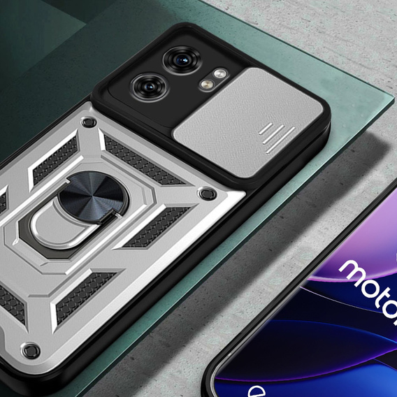 Husă blindată pentru Motorola Edge 40, CamShield Slide, de argint