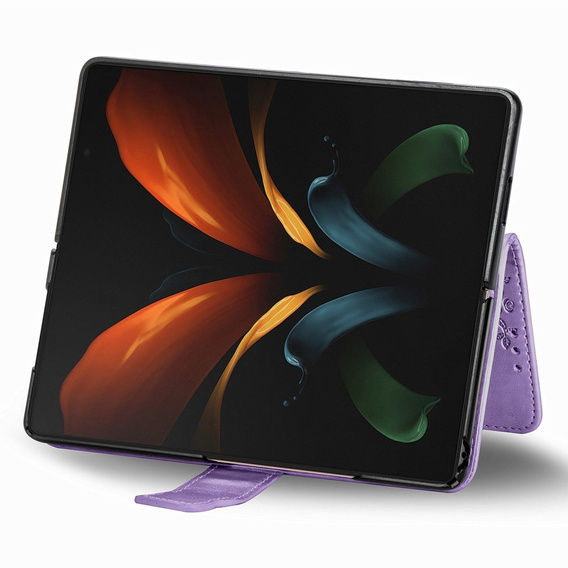 Cu clapetă pentru Samsung Galaxy Z Fold 4 5G, Butterfly, violet