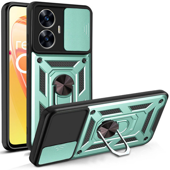 Husă blindată pentru Realme C55, CamShield Slide, verde