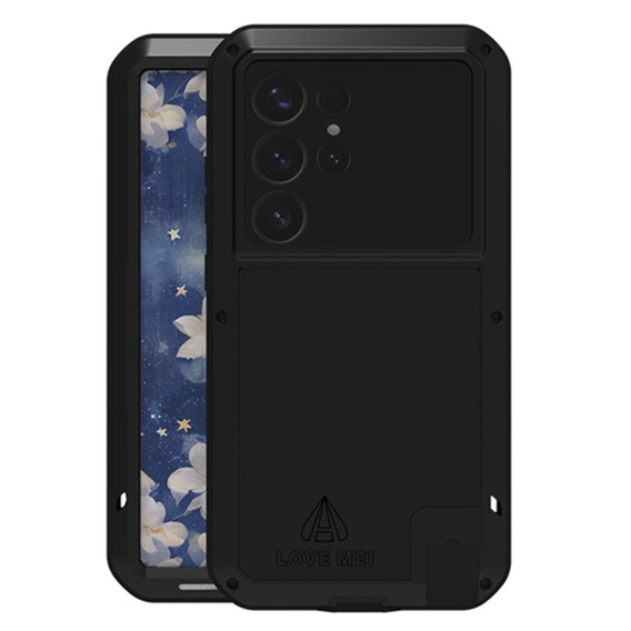 Love Mei Huse pentru Samsung Galaxy S25 Ultra, armored with glass, negru
