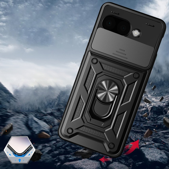 Husă blindată pentru Google Pixel 9A, CamShield Slide, negru
