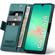 Husă pentru Samsung Galaxy A26, ERBORD Glossy Litchi, portofel cu clapetă, verde