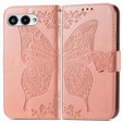 Cu clapetă pentru T Phone 3 5G, Butterfly, roz rose gold