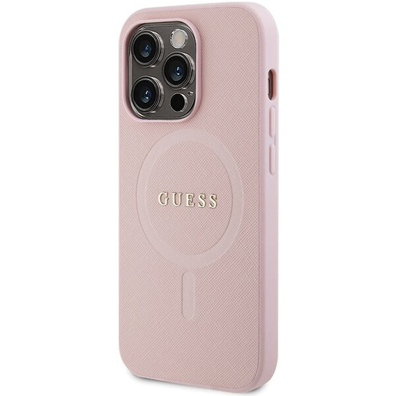 GUESS Huse pentru iPhone 14 Pro, Saffiano MagSafe, roz