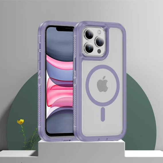 Carcasă cu ramă pentru iPhone 12/12 Pro, pentru MagSafe, transparent / violet
