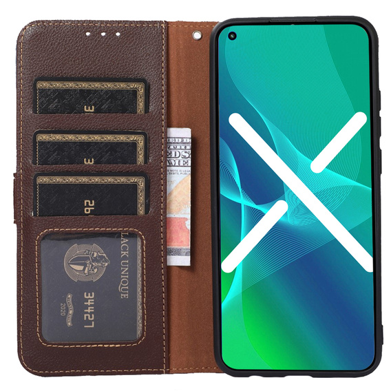 Cu clapetă pentru Xiaomi Redmi 12C, KHAZNEH RFID, maro / albastru