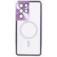 Carcasa Magnetic Dual Glass MagSafe pentru Samsung Galaxy S21 Ultra, violet