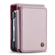 Husa cu clapetă CASEME pentru Samsung Galaxy Z Flip5 5G, Litchi Wallet, roz