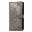 Cu clapetă pentru Samsung Galaxy M55 5G, Mandala, gri