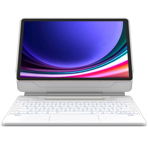 Husă tastatură pentru Samsung Galaxy Tab S7+ / S7 FE / S9+ / S8+ / S9 FE+ / S10+, Dexnor Magnetic Keyboard Touchpad, alb
