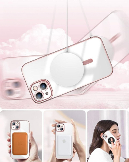 Husă pentru iPhone 13, Electro MagSafe, roz + Sticlă pentru ecran