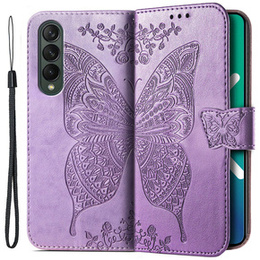 Cu clapetă pentru Samsung Galaxy Z Fold 4 5G, Butterfly, violet