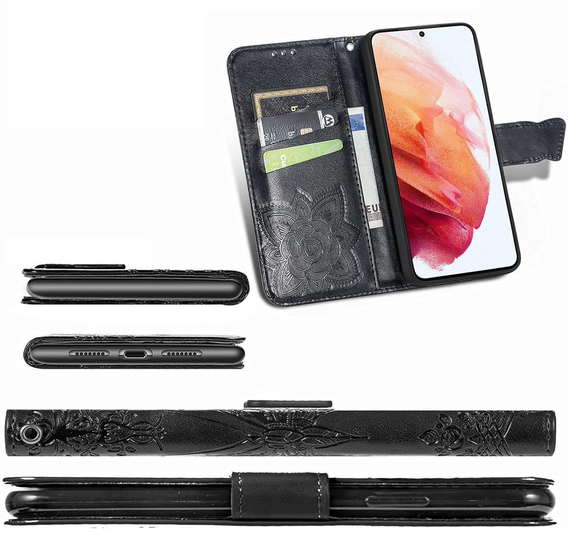 Cu clapetă pentru Realme 12 Pro 5G / 12 Pro+ 5G, Butterfly, negru
