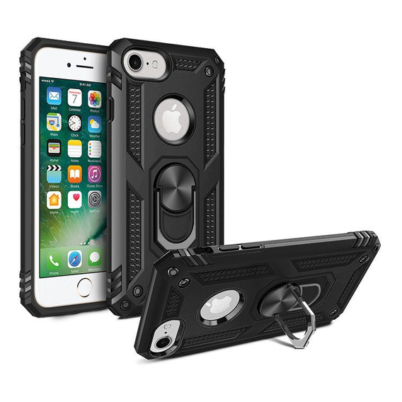 Husă blindată pentru iPhone 6/6S/7/8/SE 2020/SE 2022, Nox Case Ring, negru