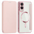 Cu clapetă pentru Samsung Galaxy S25 Edge, RFID Wallet MagSafe CamShield, roz
