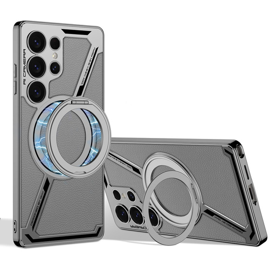 Husă pentru Samsung Galaxy S25 Ultra, GKK Kickstand Ring, pentru MagSafe, gri