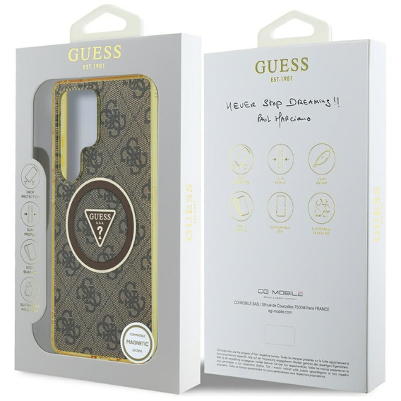 Husă GUESS Magnetic IML Metal Glitter 4G Circle Triangle pentru Samsung Galaxy S25 Ultra