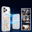 Husă magnetică cu model floral realizat cu laser pentru iPhone 17 Pro