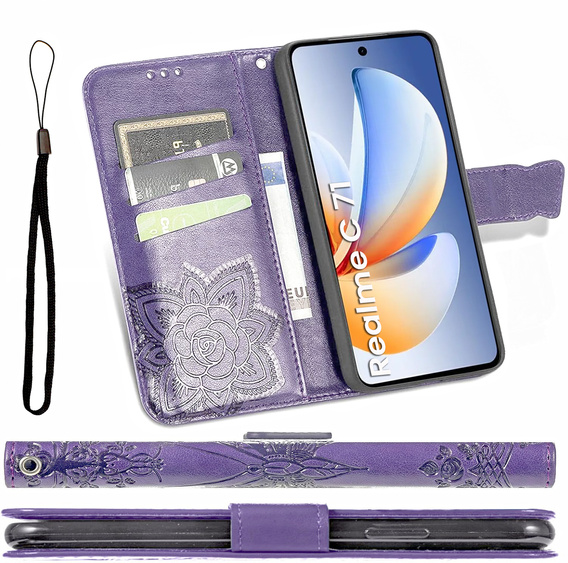 Cu clapetă pentru Realme C71, Butterfly, violet
