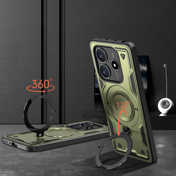 Carcasă pentru Xiaomi Redmi Note 14 5G, Military MagSafe, verde + 9H Glass