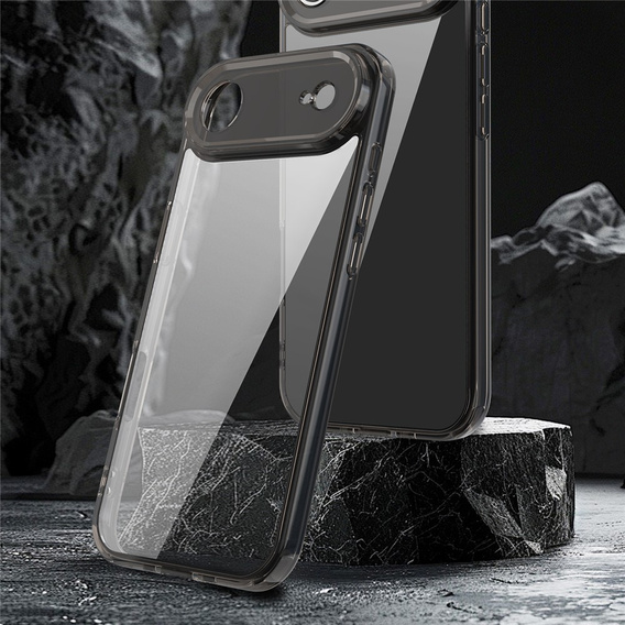 Husă din silicon pentru iPhone Air, cu spate dur, negru fumuriu
