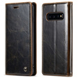 Carcasă flip CASEME pentru Samsung Galaxy S10+ Plus, Waxy Textured, cafea