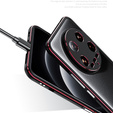 Husa pentru Xiaomi 14 Ultra, Armor Bumper, cu capac pentru obiectiv, negru / roșu