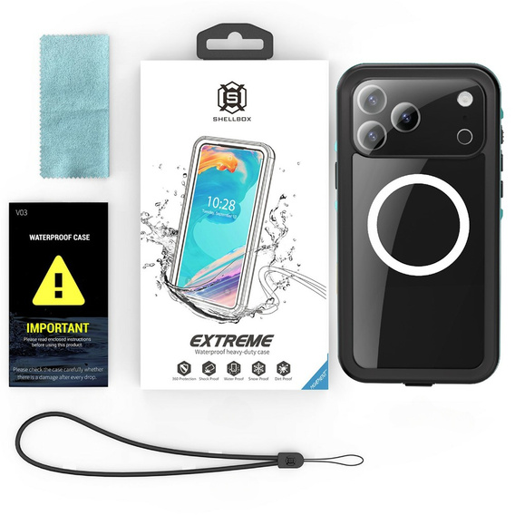 Husă pentru iPhone 17 Pro Max, IP68 rezistentă la apă, SHELLBOX MagSafe, albastru
